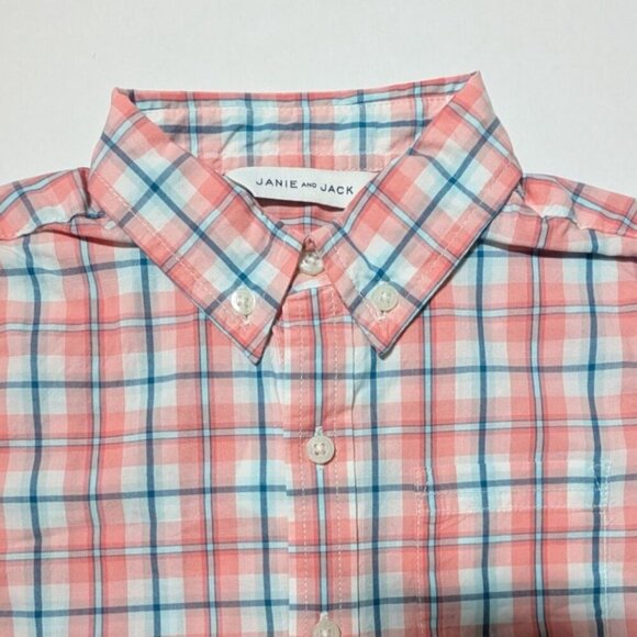 Janie and Jack Plaid Shirt Button Down Boys 4 100% Cotton Preppy Windowpane - Picture 7 of 9